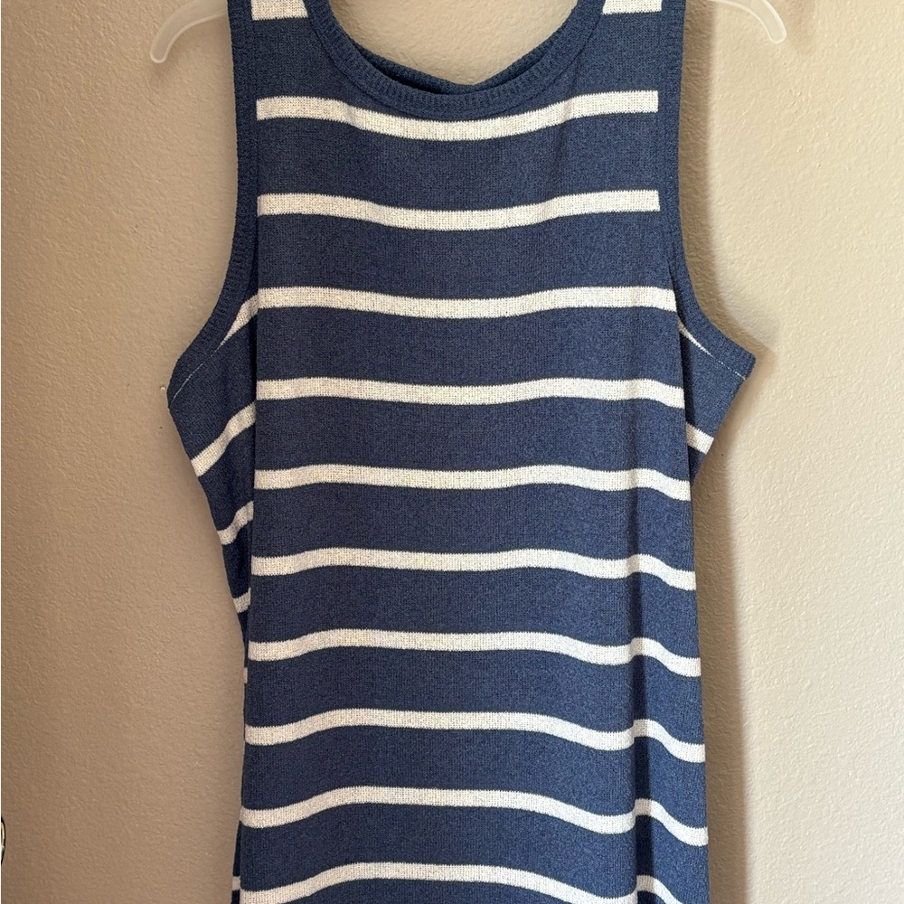 Torrid Navy and White Striped Sweater Tank Top